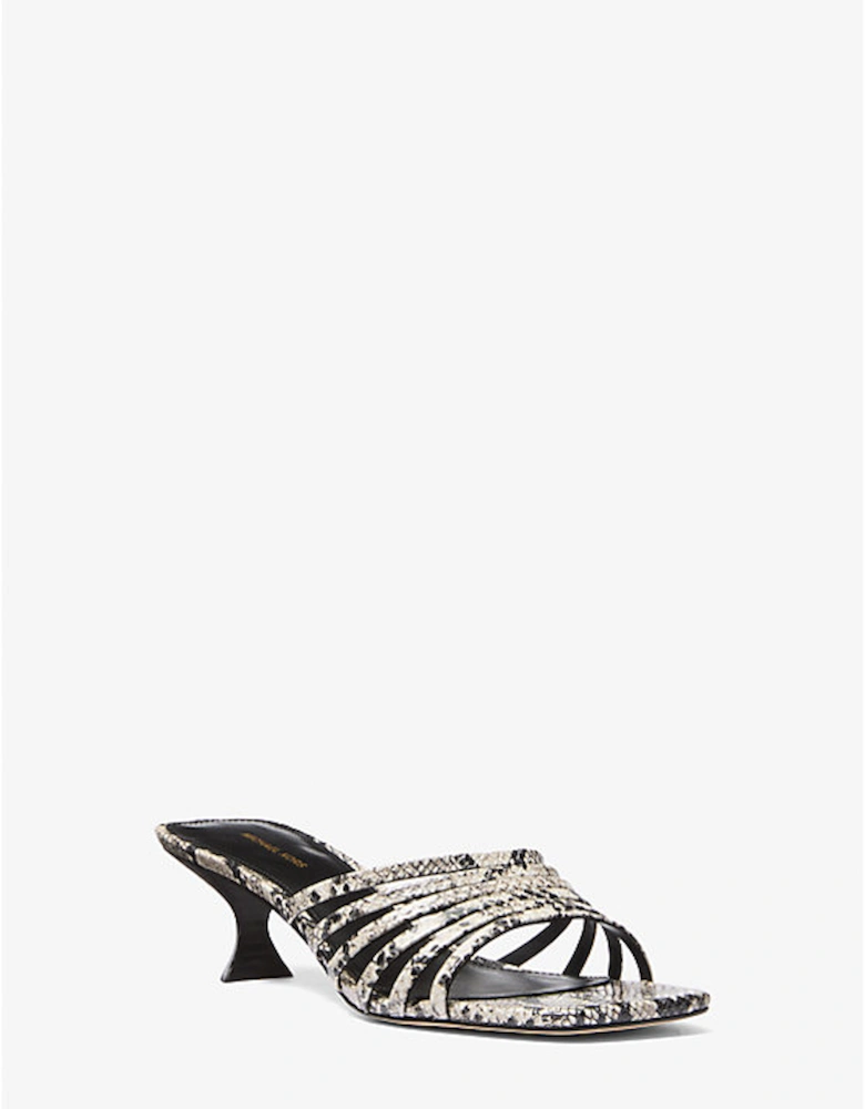 Haisley Snake Embossed Leather Kitten Sandal