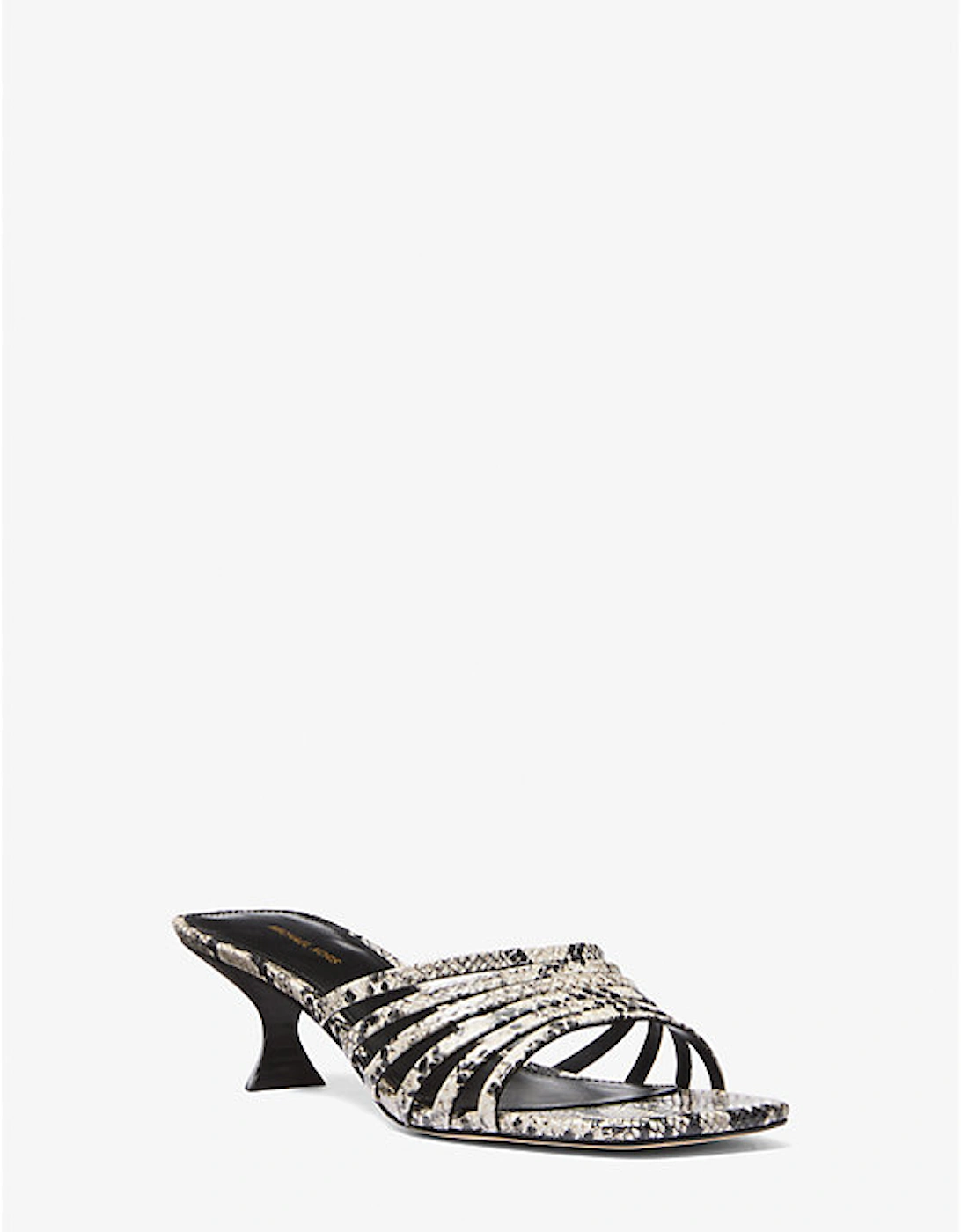 Haisley Snake Embossed Leather Kitten Sandal, 2 of 1