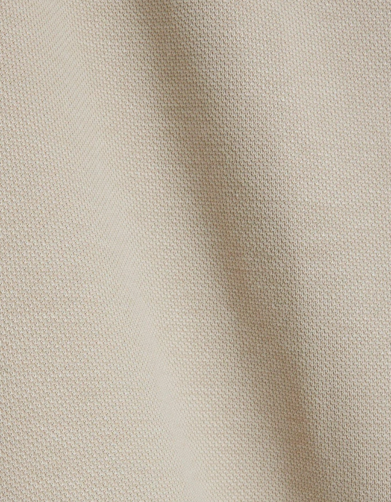 Slim Smart Pique Funnel Neck 1/4 Zip Sweat - Beige