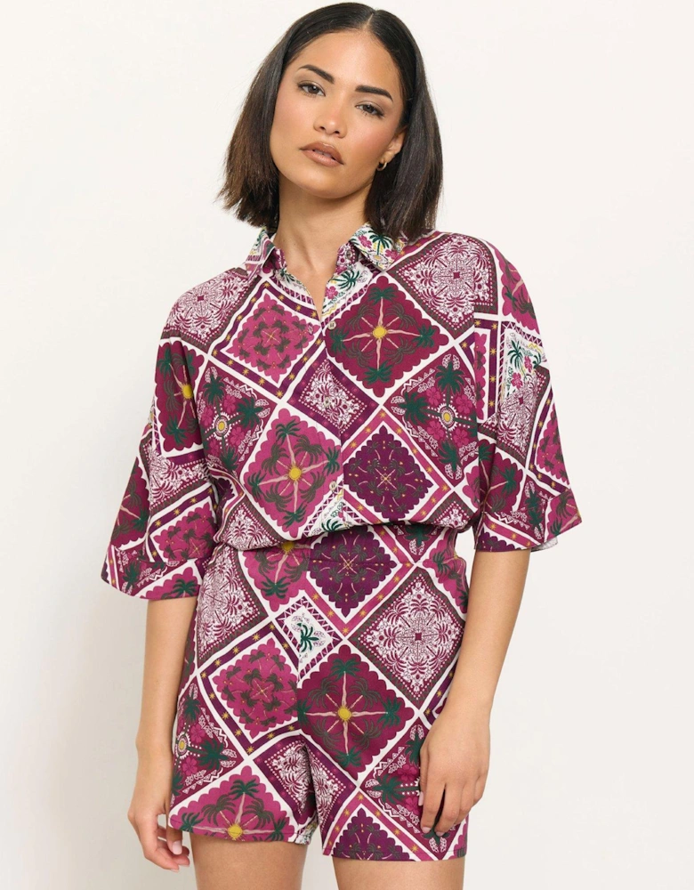 Petite Tile Print Shirt - Pink