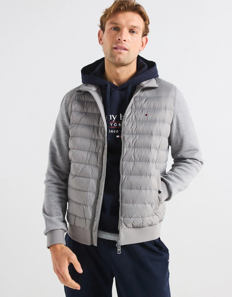Quilted Zip Through Sweat - Grey