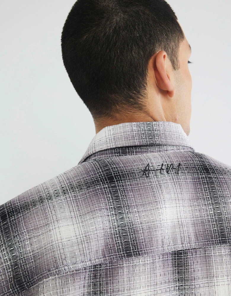 2 Pocket Waffle Check Long Sleeve Shirt - Black