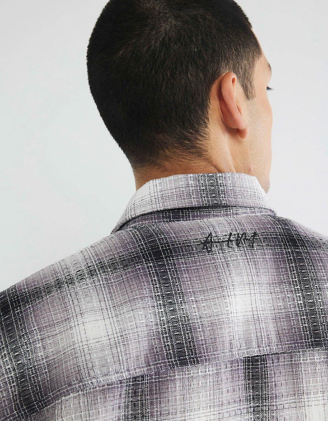 2 Pocket Waffle Check Long Sleeve Shirt - Black