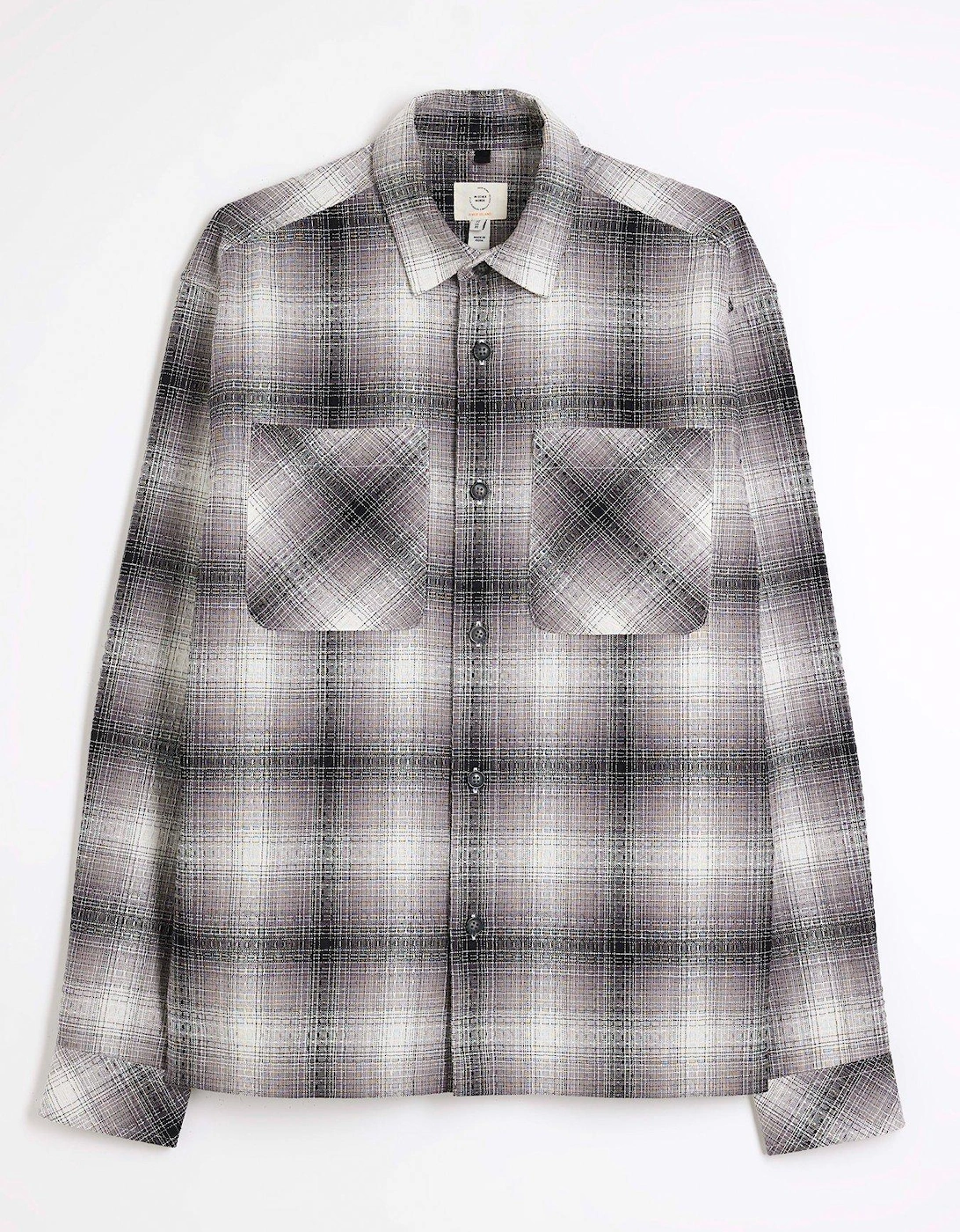 2 Pocket Waffle Check Long Sleeve Shirt - Black