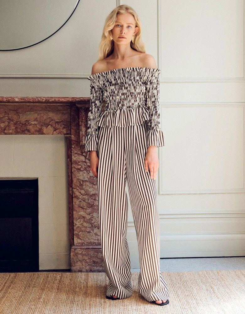 Nellie High Waist Palazzo Trouser - Brown