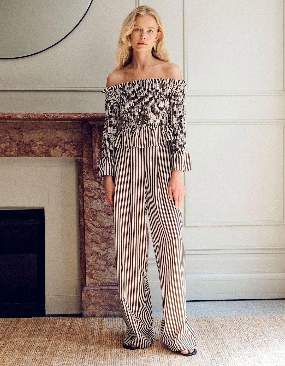 Nellie High Waist Palazzo Trouser - Brown, 2 of 1