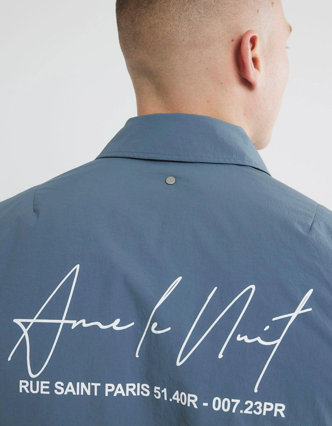 Logo Ripstop Padded Shacket - Light Blue
