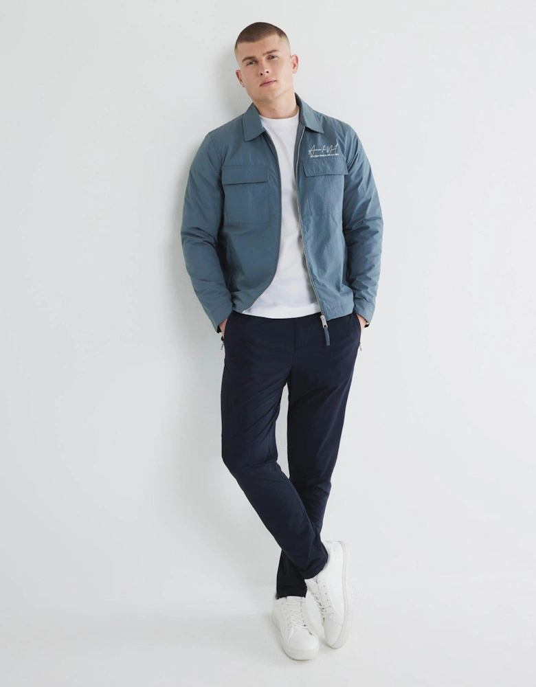 Logo Ripstop Padded Shacket - Light Blue