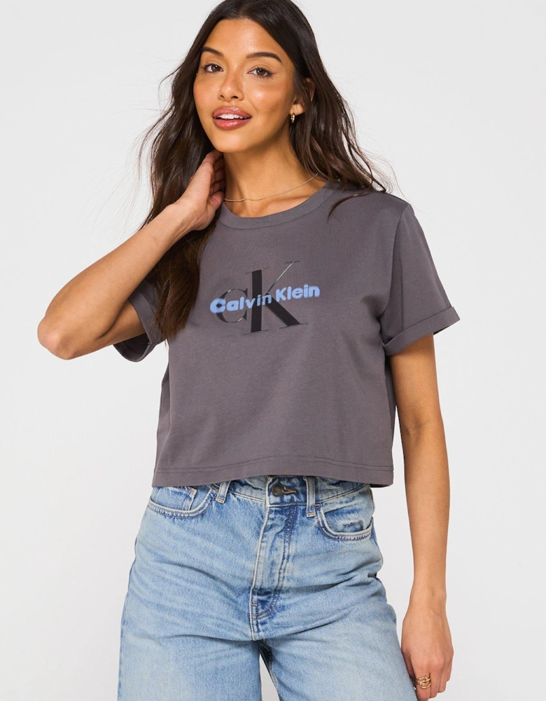 Monogram Logo Cropped T-shirt - Grey