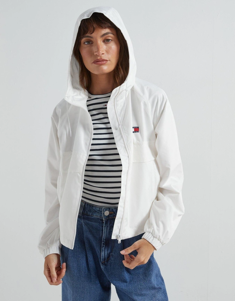 Hooded Windbreaker Jacket - White