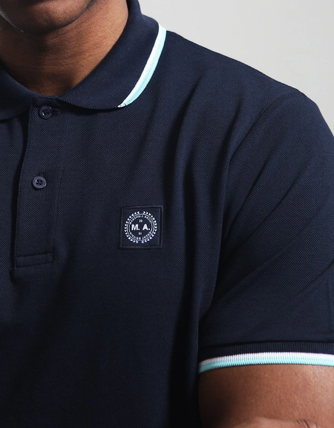 Marshall Artist Men's Tipped Polo Shirt Navy - L - Image 4