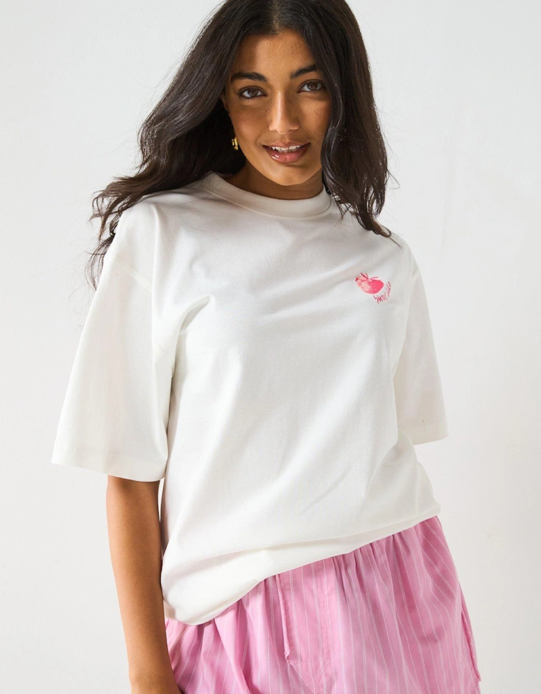 Fruit Oversized Graphic T-Shirt - White