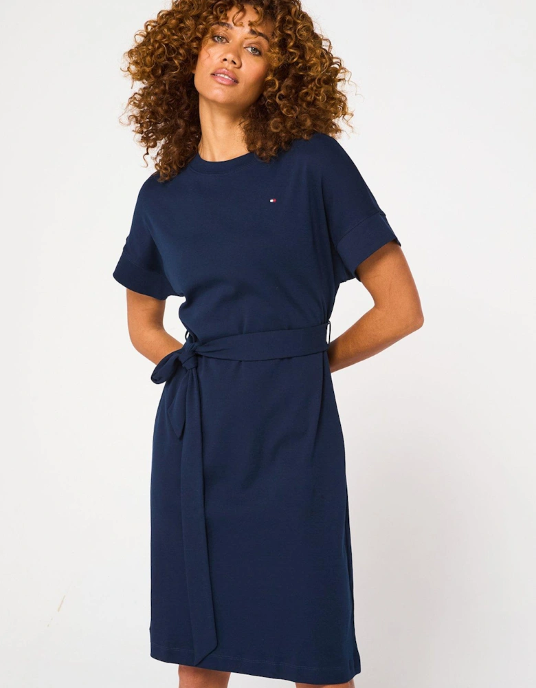 Tie Waist T-Shirt Dress - Navy