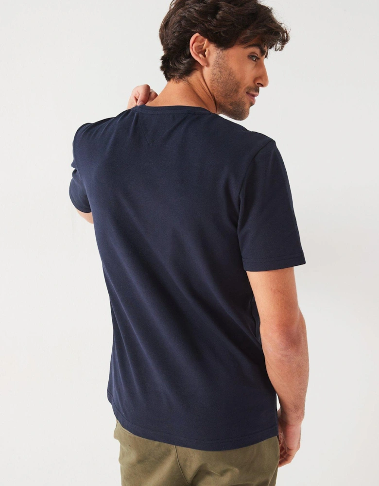 Regular Fit Global Stripe Block Piping Trim T-Shirt - Navy