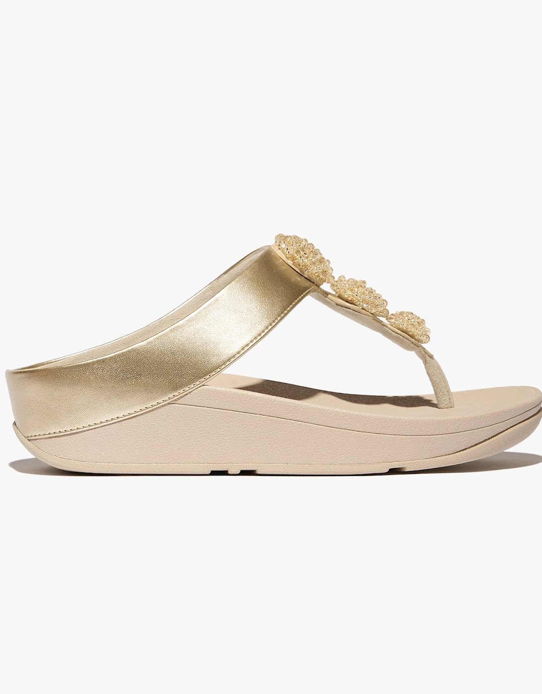 FINO BEADIE-BUTTON Womens Toe Post Sandals Platino, 6 of 5