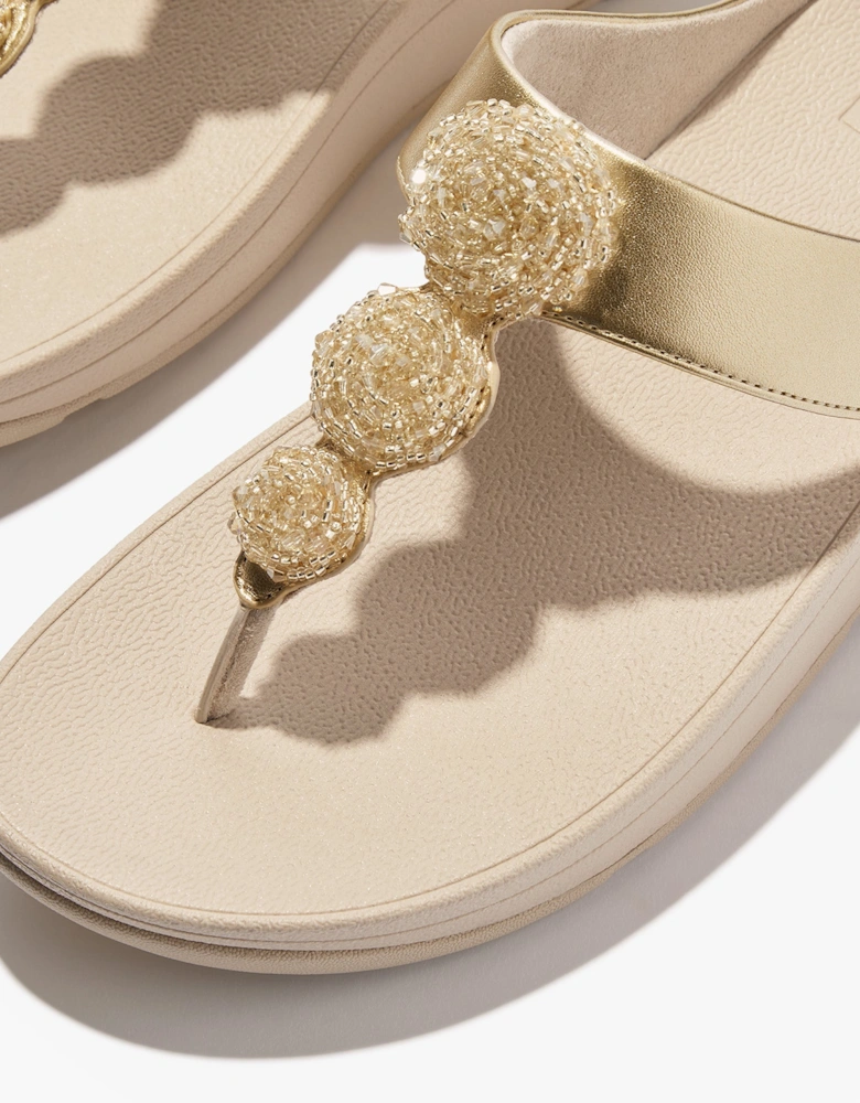FINO BEADIE-BUTTON Womens Toe Post Sandals Platino