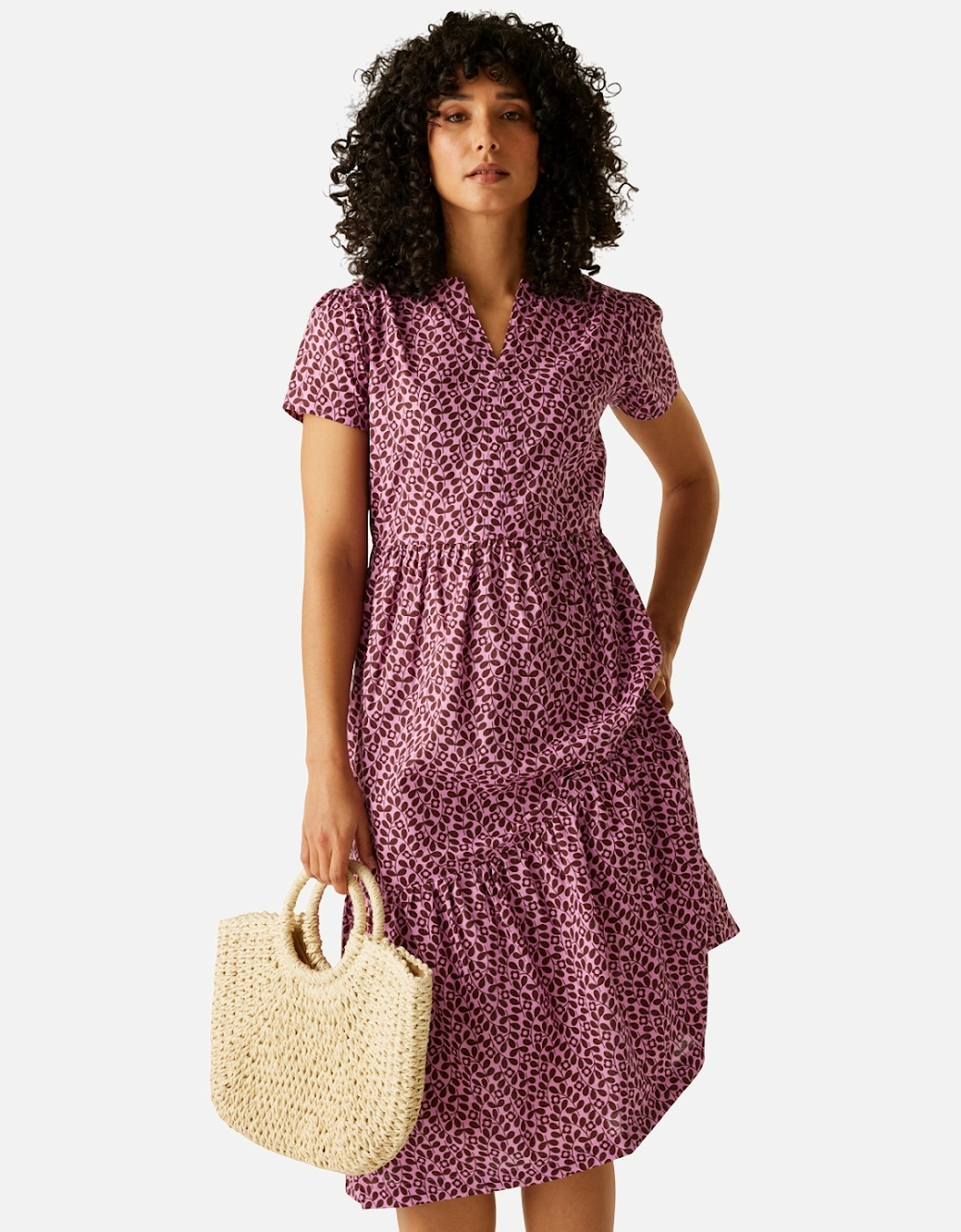 Womens/Ladies Orla Kiely Jasmine Flower Tiered Midi Dress