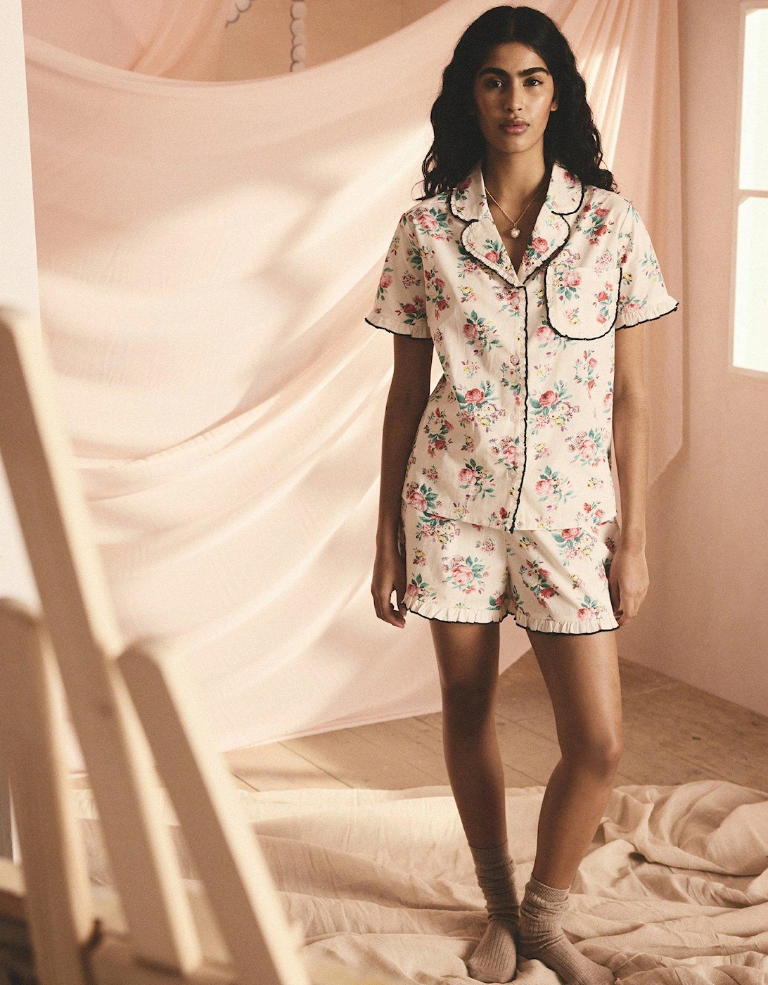 Icon Bunches Short Button Up Pyjamas - Cream, 4 of 3
