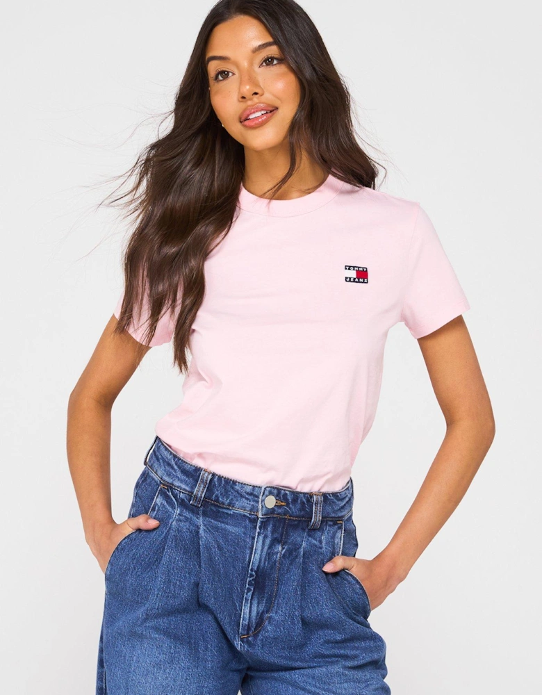 Relaxed Fit Badge Logo T-Shirt - Pink