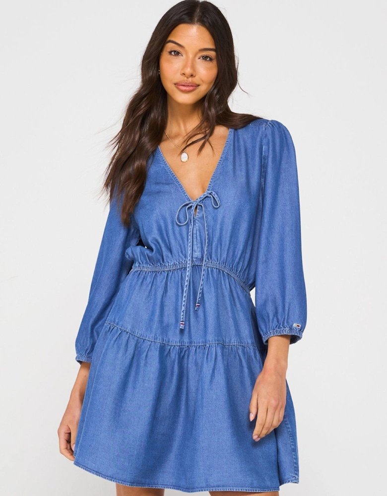 Chambray Mini Dress - Blue