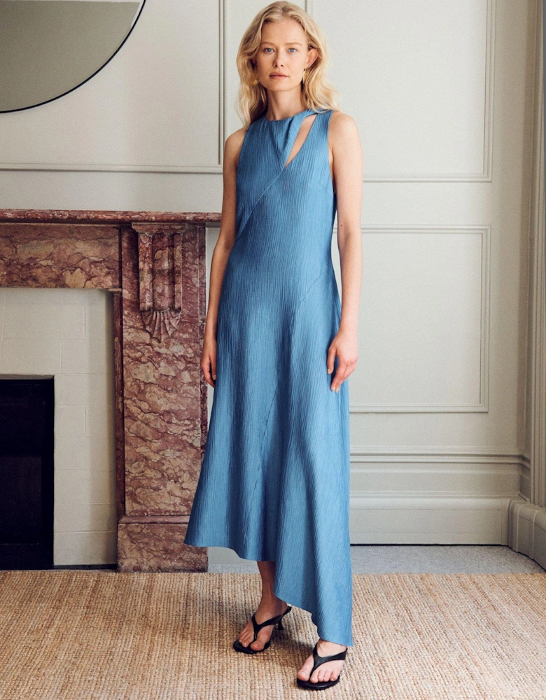 Zelma Crinkle Sleeveless Dress - Bright Blue
