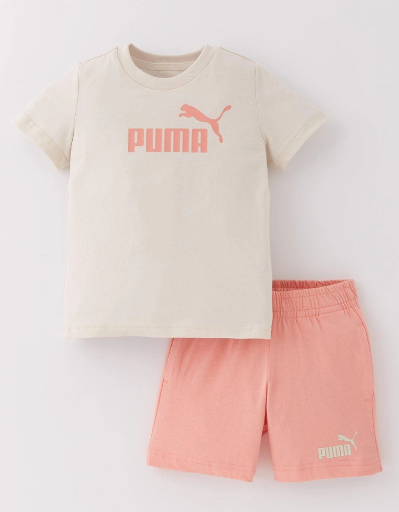 Kids Girls T-Shirt and Short Set -Pink