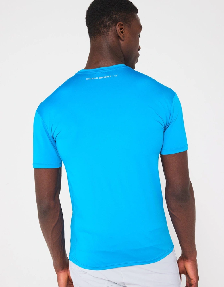 Mens Brockton Poly Panelled T-Shirt - Blue
