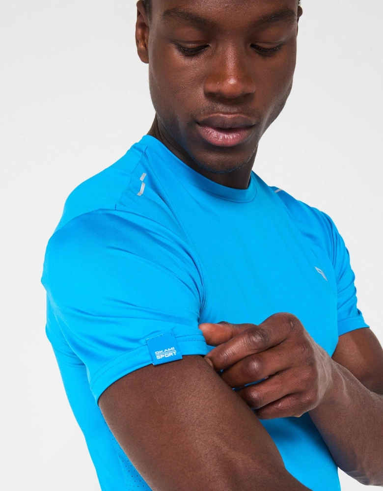 Mens Brockton Poly Panelled T-Shirt - Blue