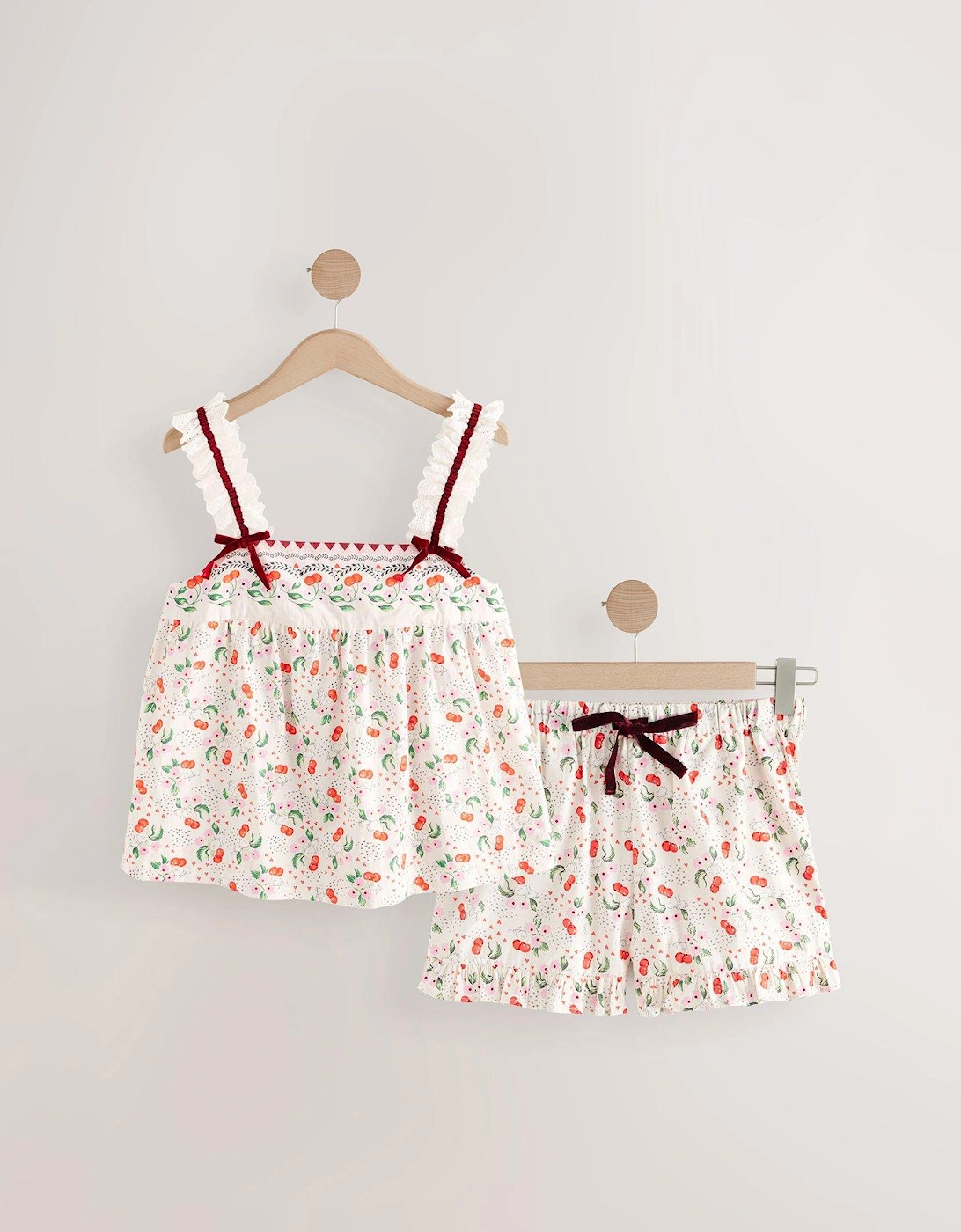 Cami and Shorts Cherry Print Pyjamas Set - White, 2 of 1