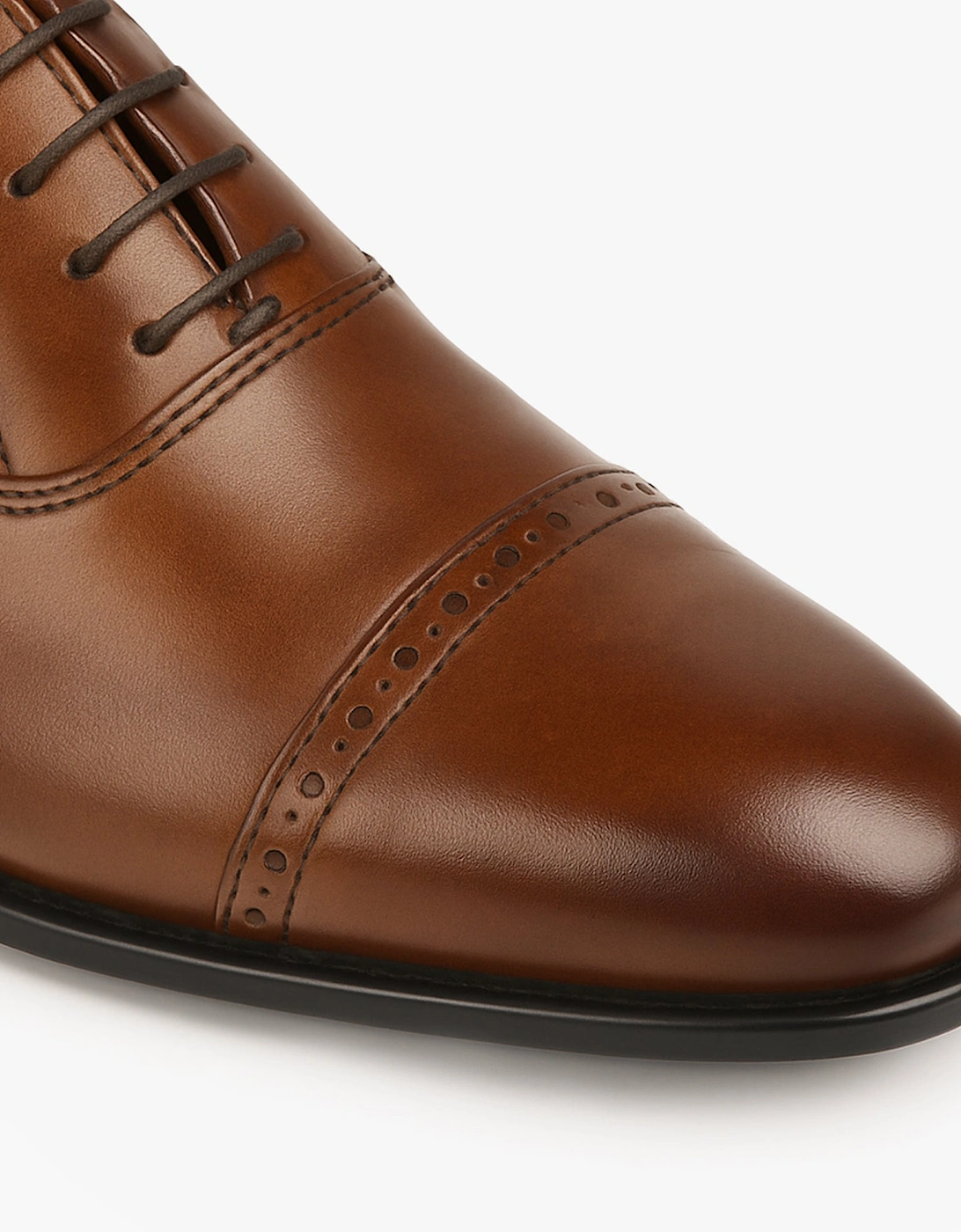 JONTY Mens Leather Oxford Semi Brogues Burnished Tan