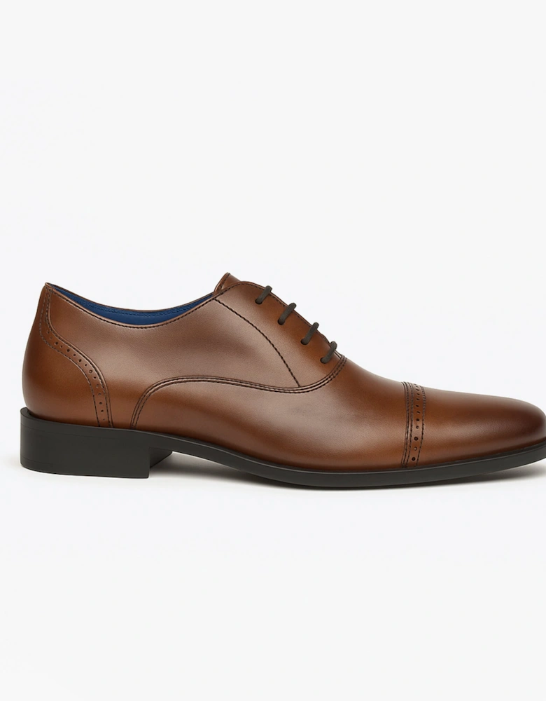 JONTY Mens Leather Oxford Semi Brogues Burnished Tan