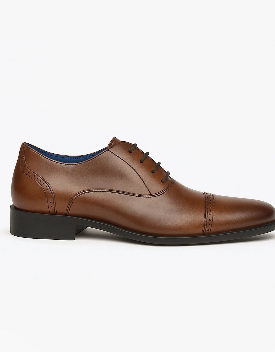 JONTY Mens Leather Oxford Semi Brogues Burnished Tan, 5 of 4