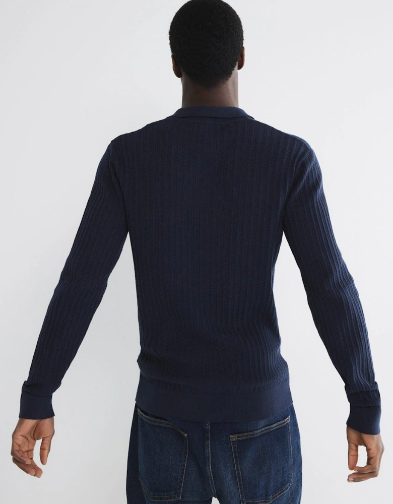 Long Sleeve Spring Snap Polo Shirt - Navy