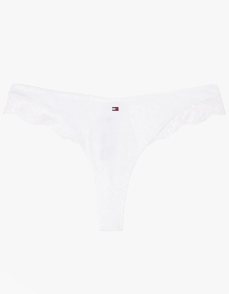 LACE TRIM Womens Dipped Thong White