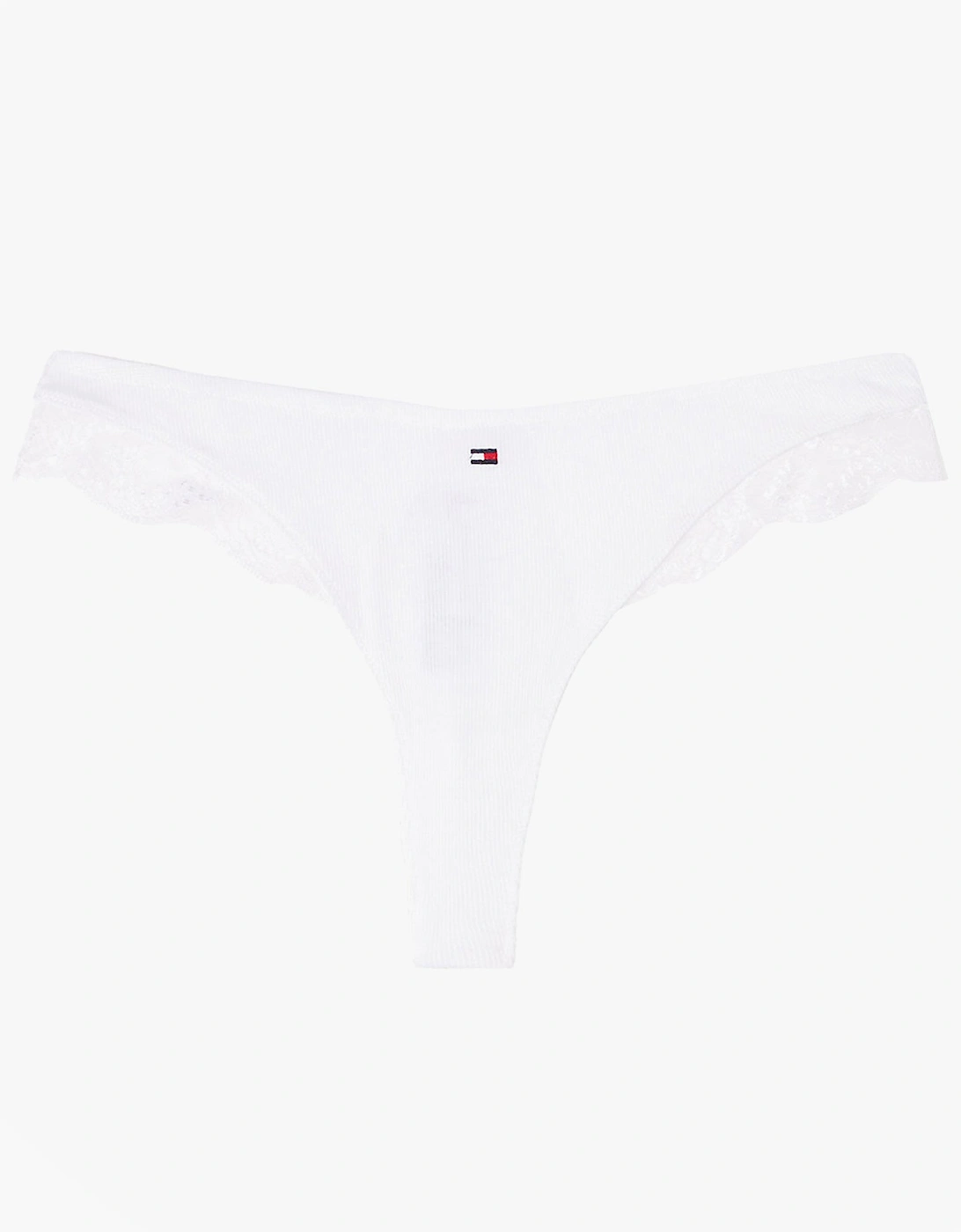 LACE TRIM Womens Dipped Thong White, 5 of 4