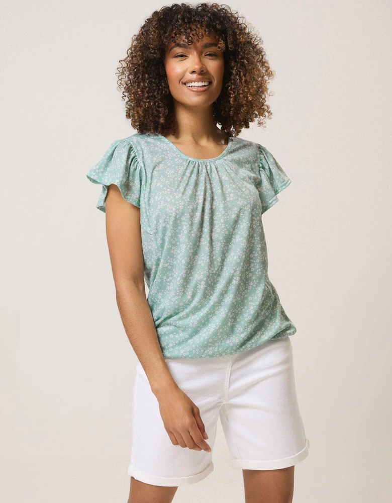 Ditsy Frill Top - Green