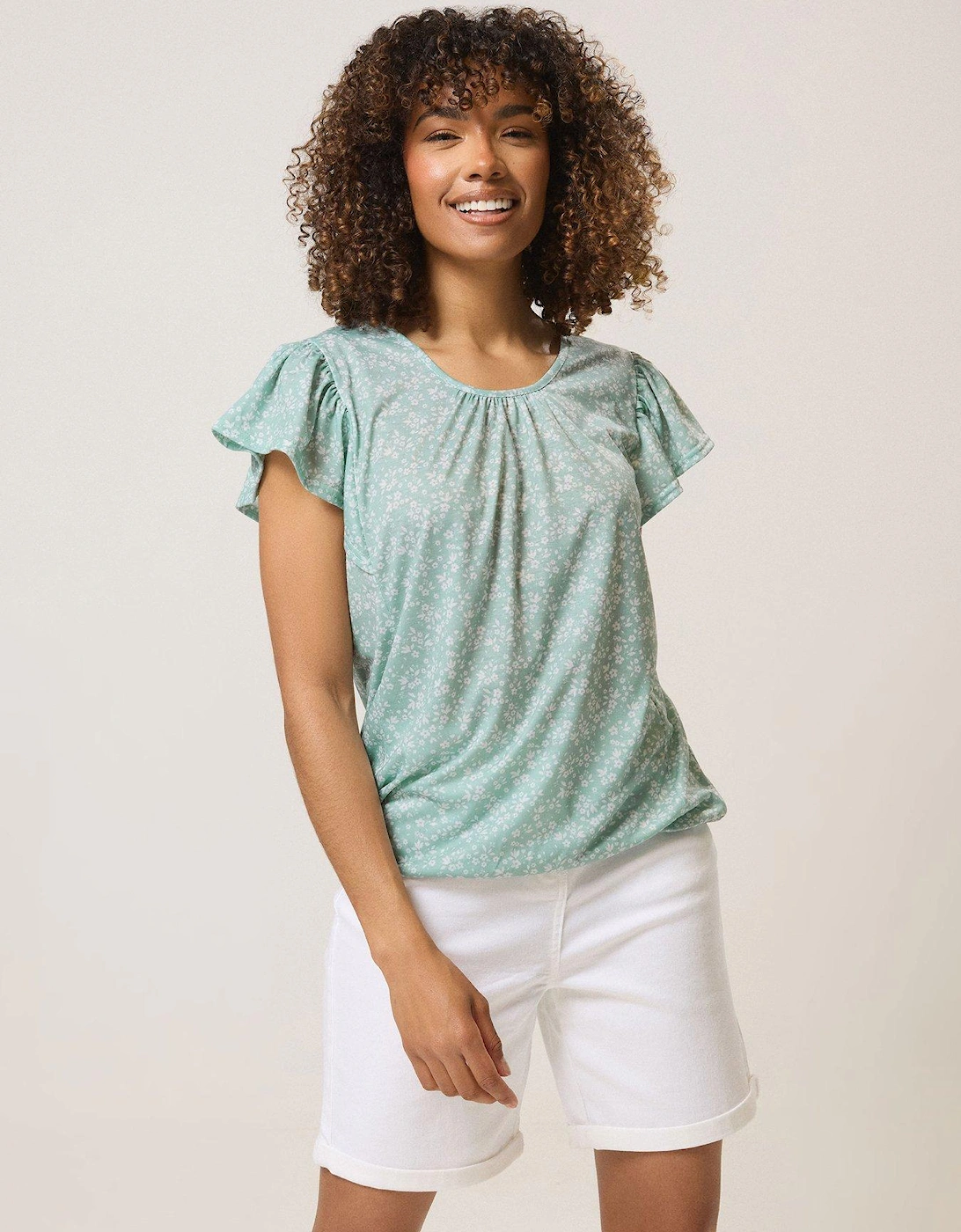 Ditsy Frill Top - Green, 2 of 1