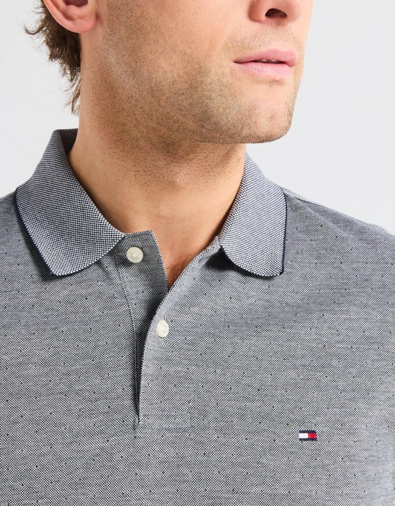 Regular Fit Oxford Micropattern Polo Shirt - Dark Grey