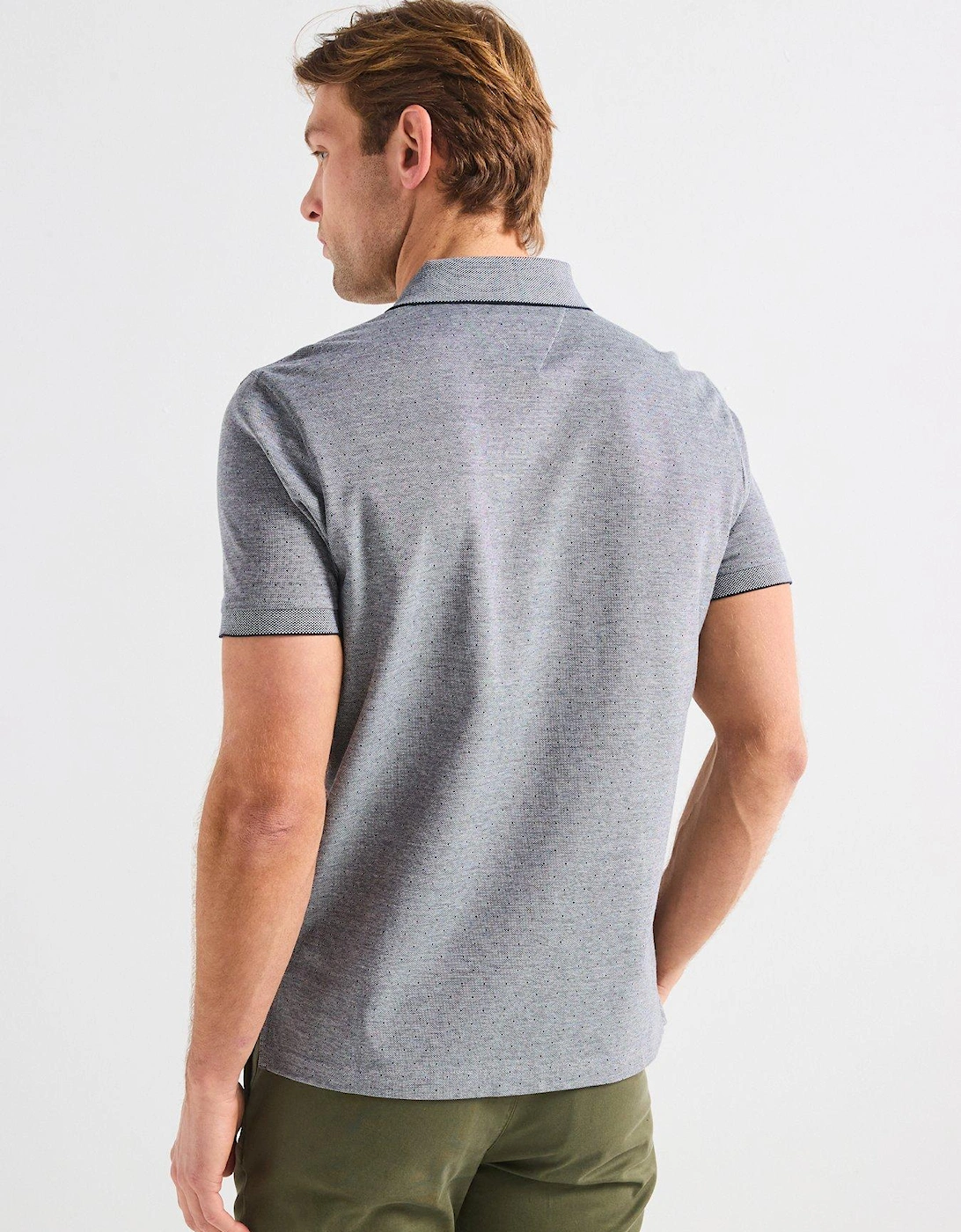 Regular Fit Oxford Micropattern Polo Shirt - Dark Grey