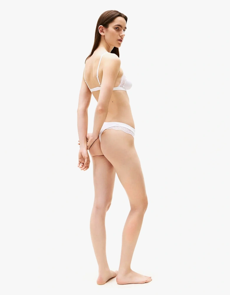 RIBBED Womens Unlined Triangle Bra White