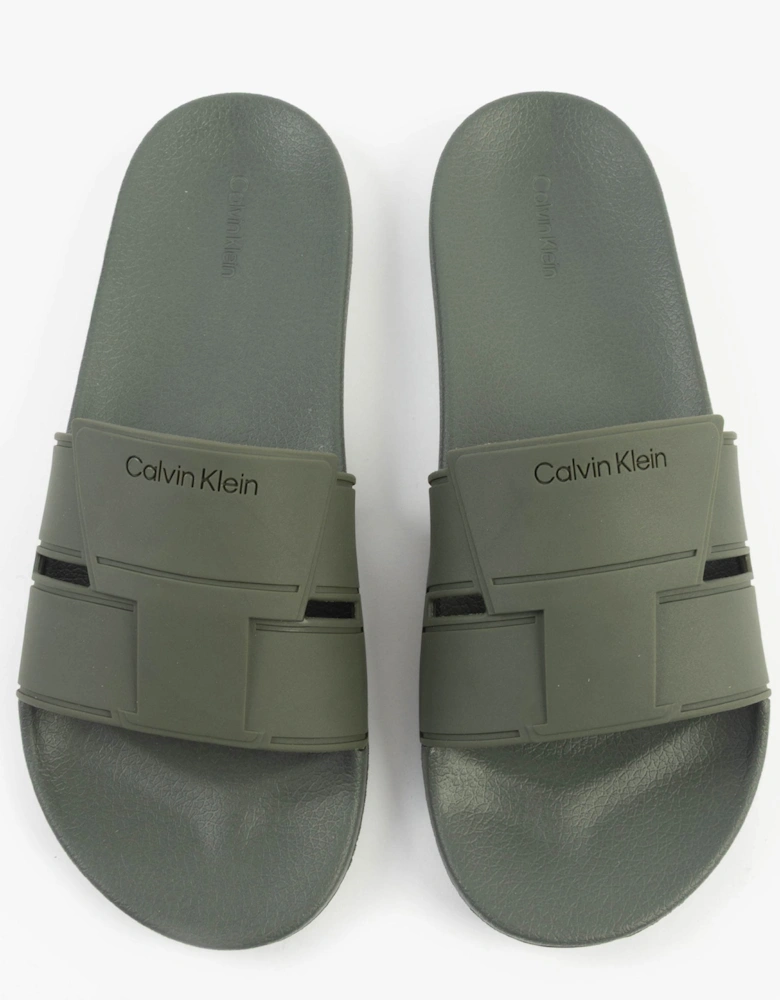 POOL SLIDE DOUBLE T Mens Sliders Dark Olive