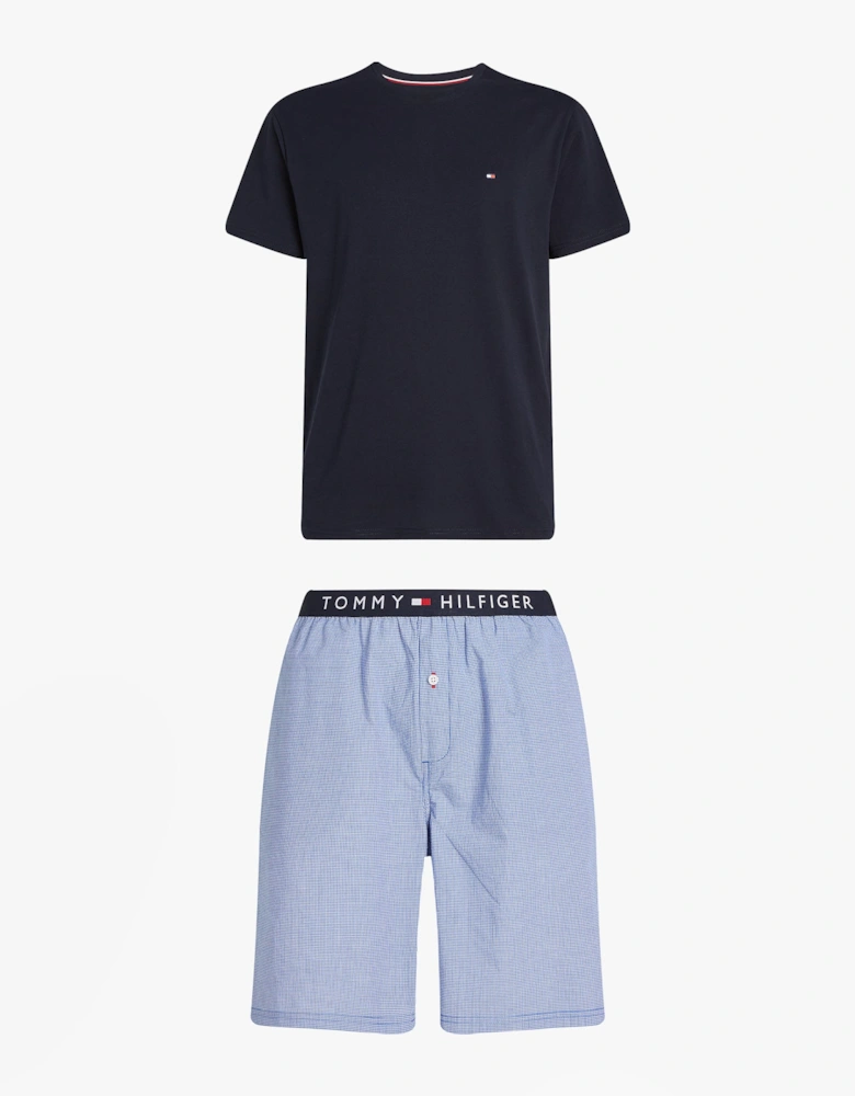 PURE COTTON Pyjama Set Mens Desert Sky / Mini Gingham