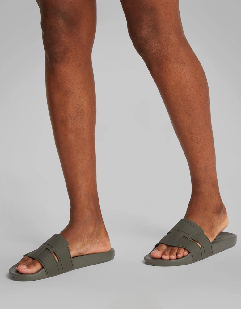POOL SLIDE DOUBLE T Mens Sliders Dark Olive