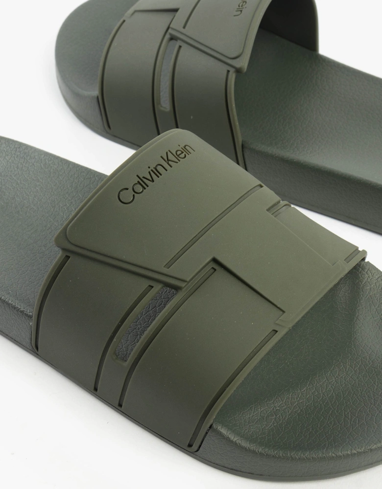 POOL SLIDE DOUBLE T Mens Sliders Dark Olive