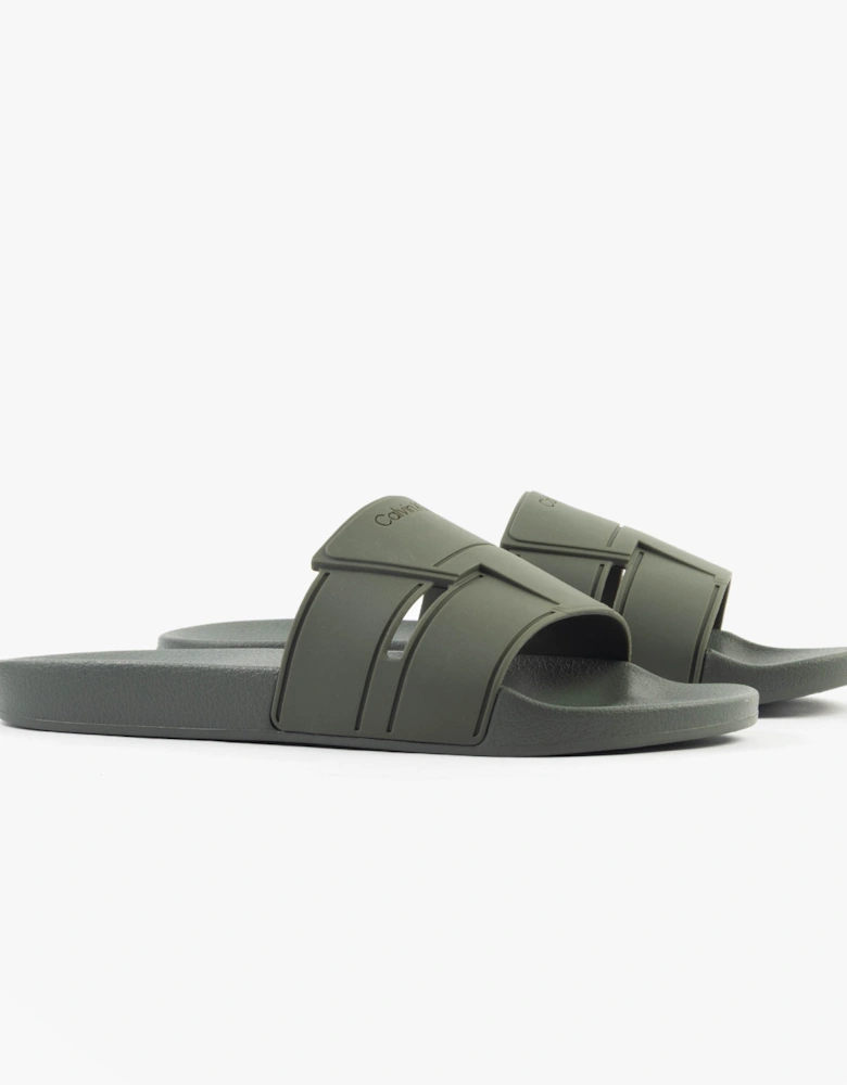 POOL SLIDE DOUBLE T Mens Sliders Dark Olive