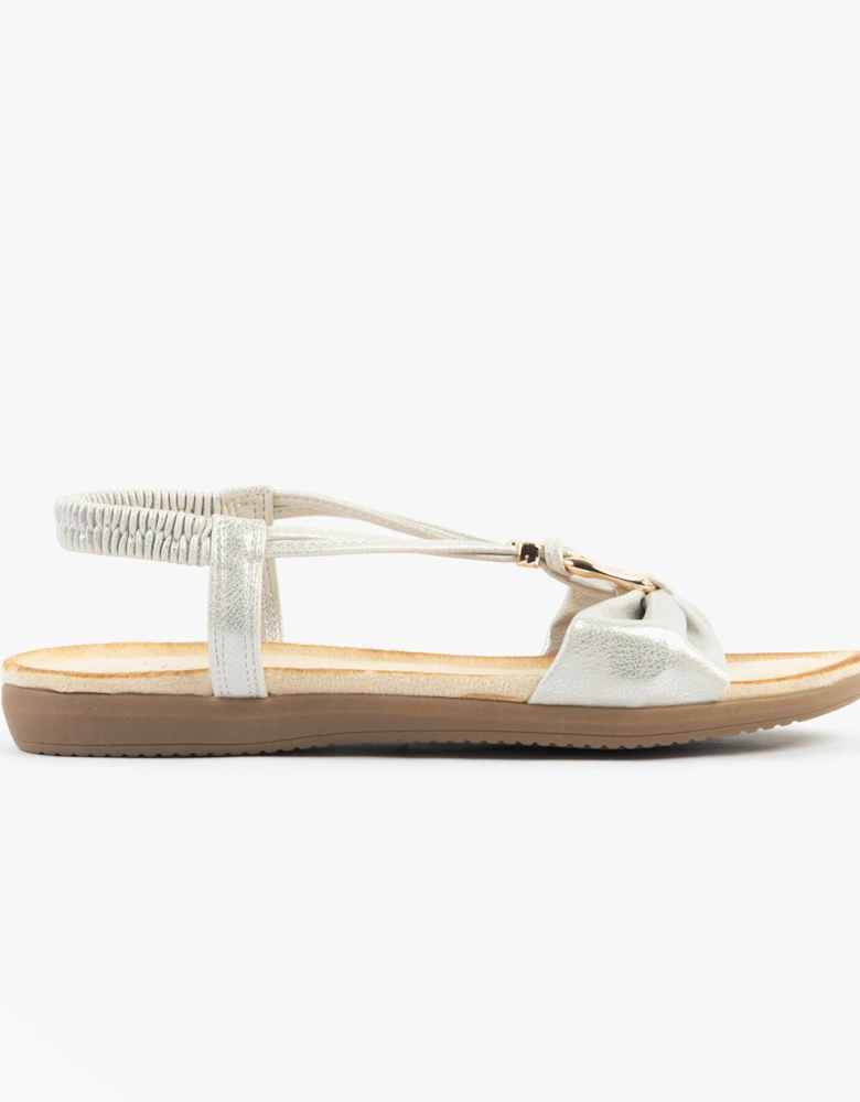 JAN Womens Sandals White Metallic