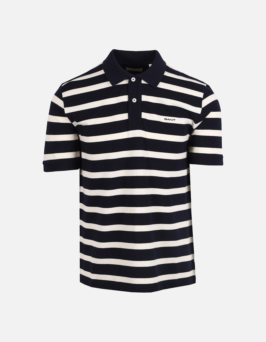 Gant Men's Navy Striped Polo Evening Blue - : 40 Size L