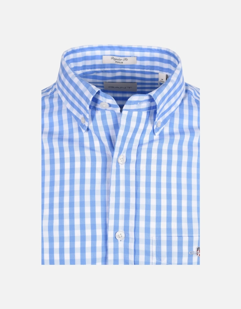 Reg Classic Poplin Gingham Check Shirt Perfect Blue