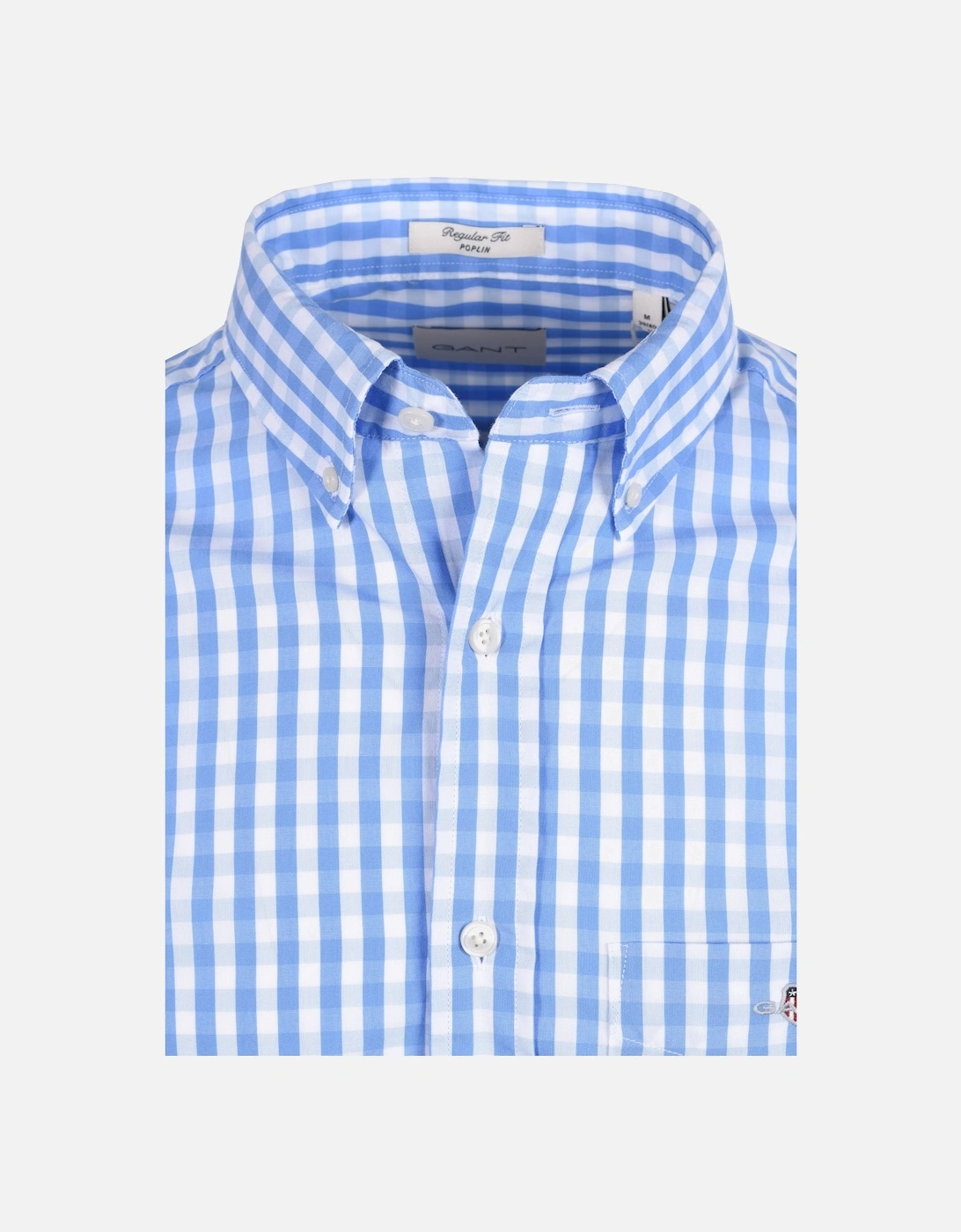 Reg Classic Poplin Gingham Check Shirt Perfect Blue