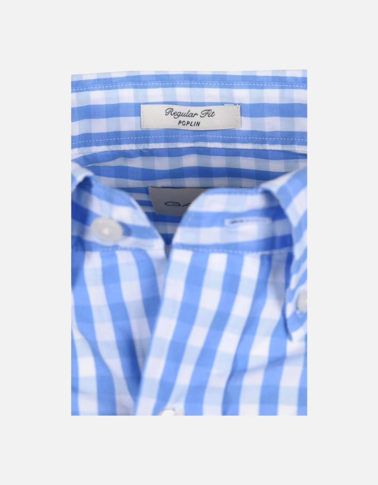 Reg Classic Poplin Gingham Check Shirt Perfect Blue